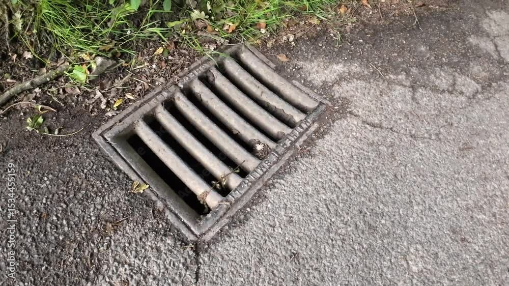 Metal Drain Grate Roadside Ground