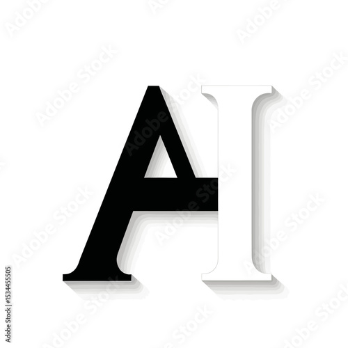AI Typography Design- Black and White Lettering- Modern AI Logo Concept- Clean AI Visuals- Artistic Artificial Intelligence Representation- AI Branding Image