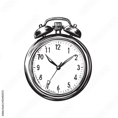 Silhouette design of an old-fashioned pocket watch vector art illustration.