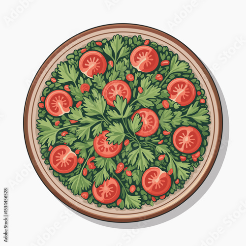 Traditional Tabbouleh Salad with Parsley and Tomatoes