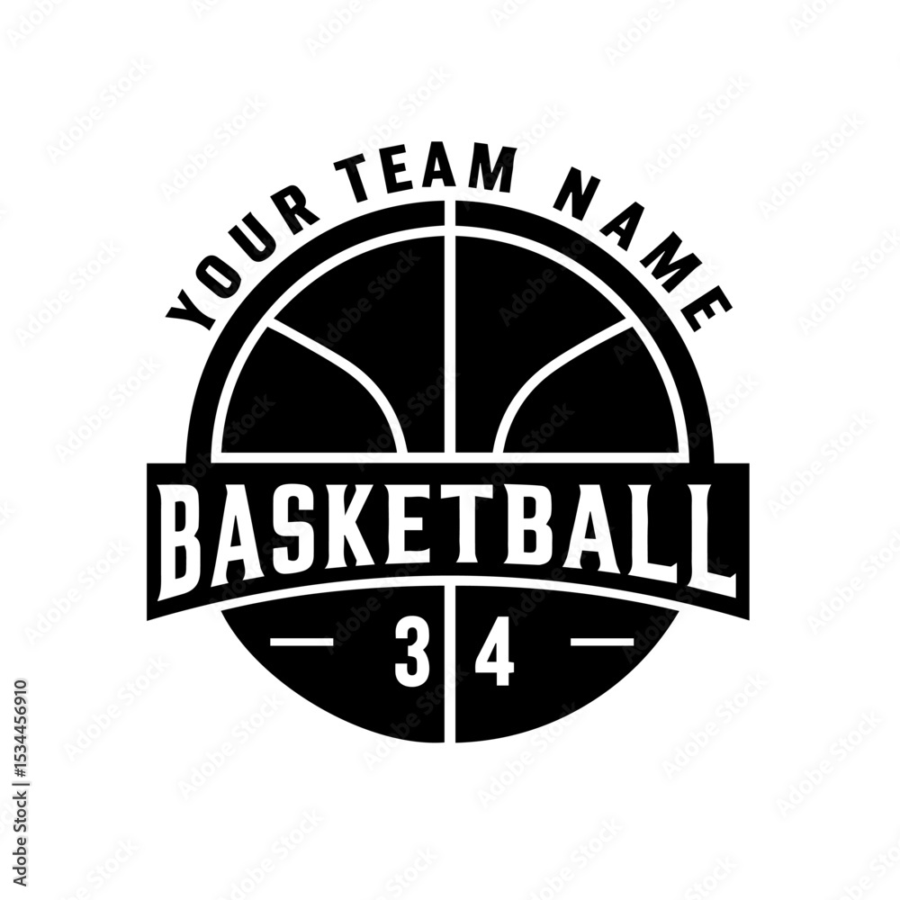 Fototapeta premium Basketball T-Shirt Design Black Vector Illustration – Sports Player Graphic, Urban Apparel, Athletic Team Art