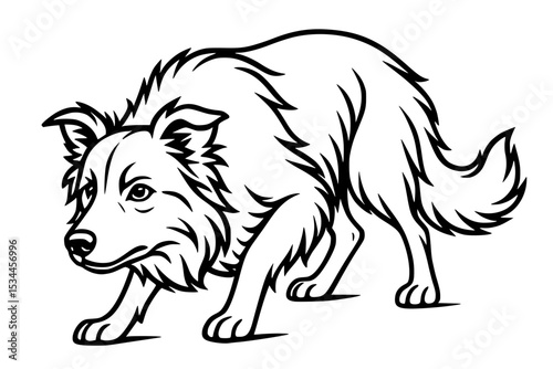 Herding Border Collie Vector Drawing