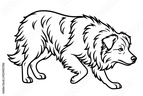 Border Collie Herding Pose Line Art
