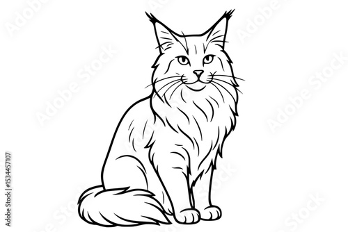 Proud Maine Coon Cat Illustration