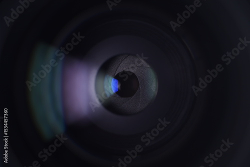 Camera lens in macro, texture apertures, technology themes, robotics eye