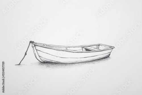 Simple pencil sketch of a small wooden boat