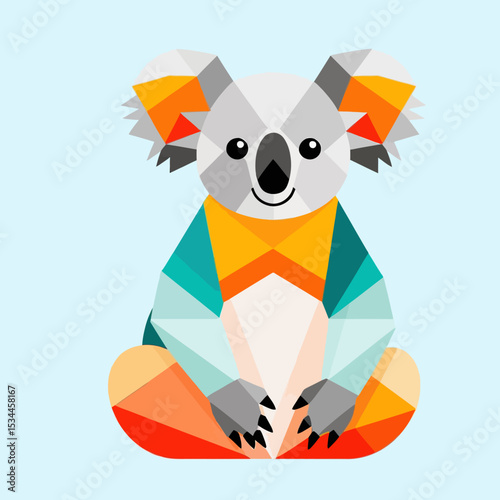 Geometric Koala Illustration- Modern Polygon Art- Cute Animal Graphic Design- Colorful Koala Bear Image- Abstract Vector Artwork-Unique Koala Design