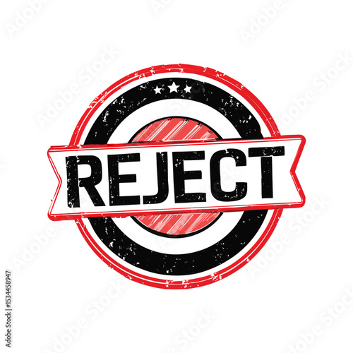 Reject Grunge Rubber Stamp Vector Illustration – Red Rejected Mark Icon, Vintage Seal, Distressed Label Art

