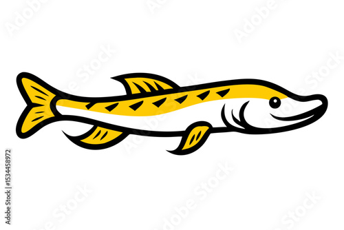 Vibrant Illustration of a Muskie Fish A Striking Aquatic Creature