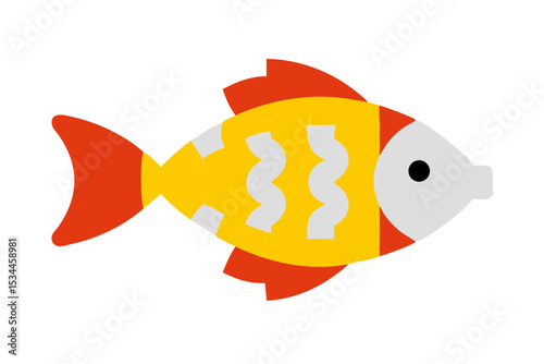 Vibrant Orange and Red Cartoon Fish Illustration