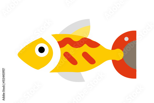 Vibrant Yellow Fish Illustration Simple, Fun, and Colorful Aquatic Design