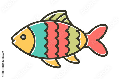 Vibrant Colorful Fish Illustration Perfect for Kids' Designs and Projects