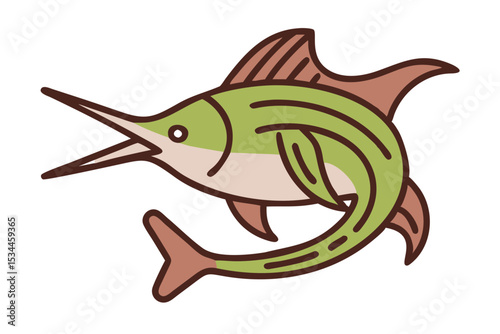 Striking Illustration of a Marlin Vibrant Colors and Detailed Design