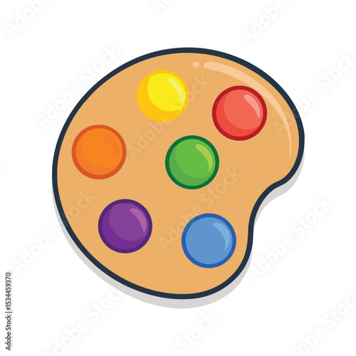 Paint Palette Vector Illustration – Artist Tool Icon, Color Mixing Board, Art Supply, Creative Drawing Graphic

