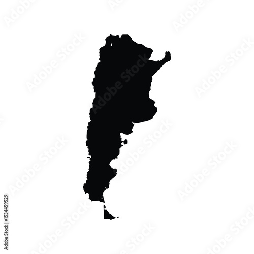 Argentina Map Silhouette Vector Illustration – Country Silhouette, South America Geography, Travel Graphic Art


