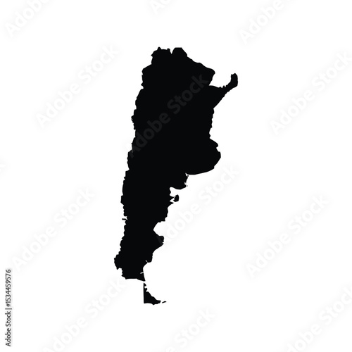 Argentina Map Silhouette Vector Illustration – Country Silhouette, South America Geography, Travel Graphic Art

