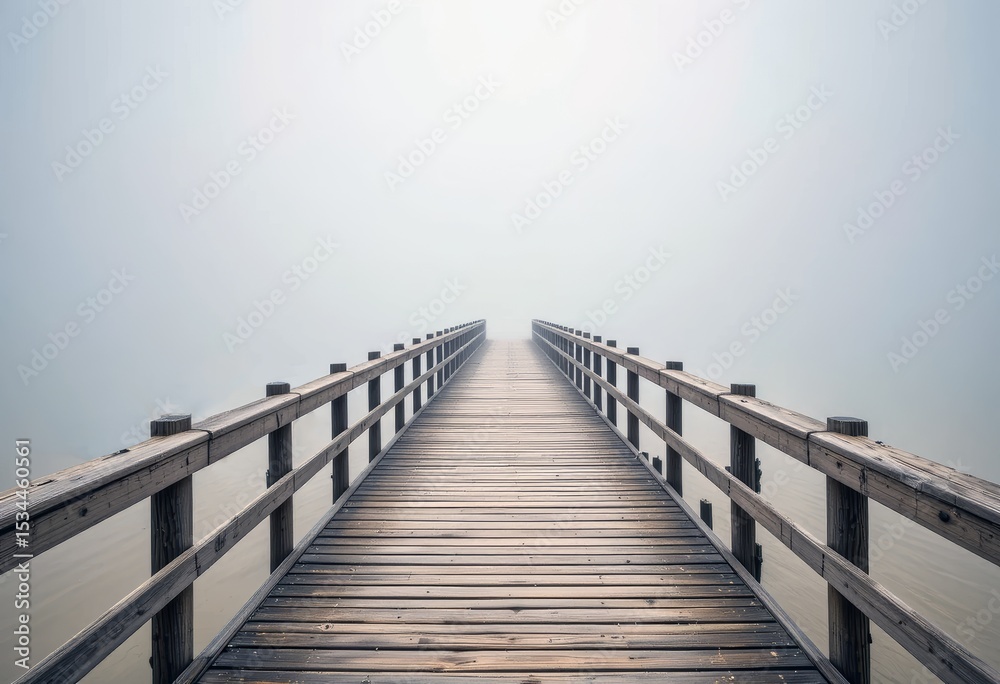 Fototapeta premium Wooden Pier Extending into the Mist.