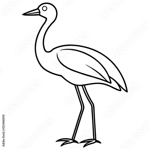 Minimalist Stilt Bird Line Art Illustration