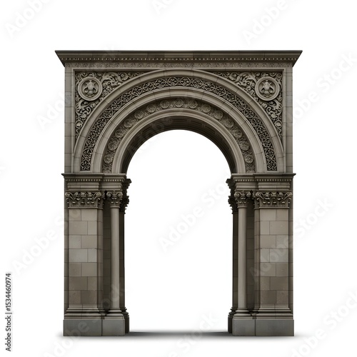 Stone Arch with Pillars and Ornamental Details