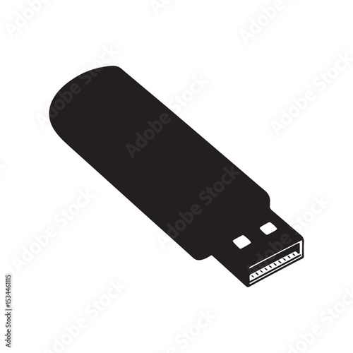 Usb silhouette vector flat illustration design.