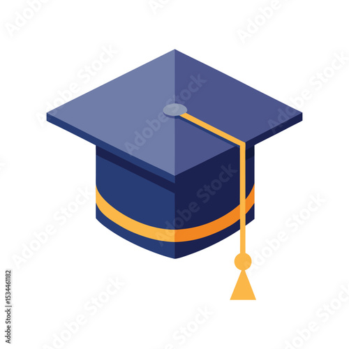 Graduation Cap Vector Illustration – Academic Hat, Education Symbol, Student Achievement, Ceremony Art

