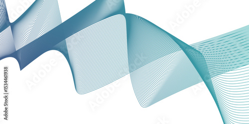 Abstract smooth frequency isolated element creative. Abstract wave blend stripes lines white background. Vector curve line pattern mesh. Technology lines flow and motion energy blend.	