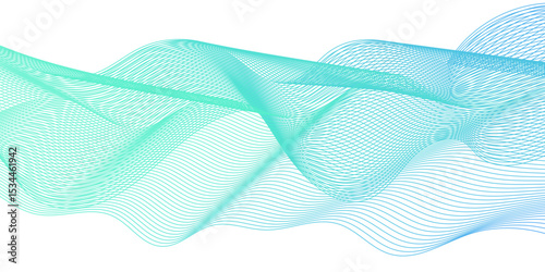 Abstract smooth frequency isolated element creative. Abstract wave blend stripes lines white background. Vector curve line pattern mesh. Technology lines flow and motion energy blend.	