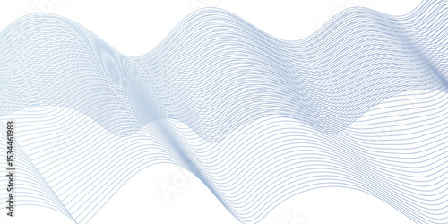 Abstract smooth frequency isolated element creative. Abstract wave blend stripes lines white background. Vector curve line pattern mesh. Technology lines flow and motion energy blend.	