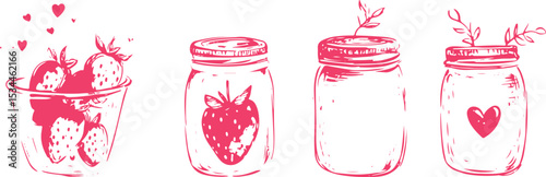 Hand drawn sketch jars of berries, vector design