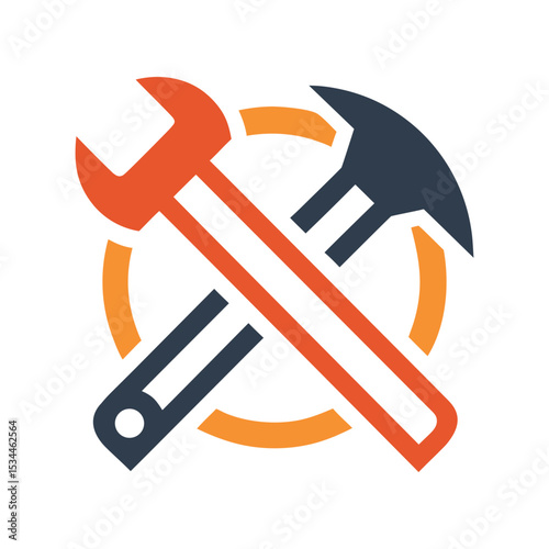 hammer and wrench logo tools icon vector on white background