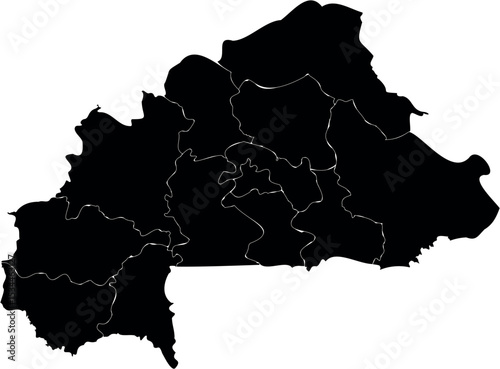 Burkina Faso Map with Administrative Regions of West Africa Vector Illustration