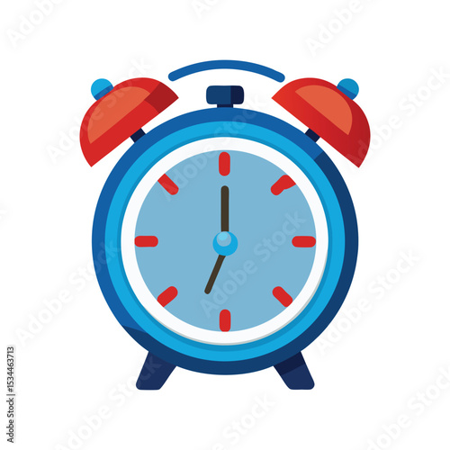 Alarm Clock Vector Illustration – Wake Up Timepiece, Morning Bell, School Timer, Bedroom Decor, Retro Art

