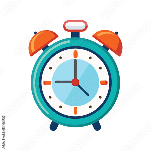 Alarm Clock Vector Illustration – Wake Up Timepiece, Morning Bell, School Timer, Bedroom Decor, Retro Art

