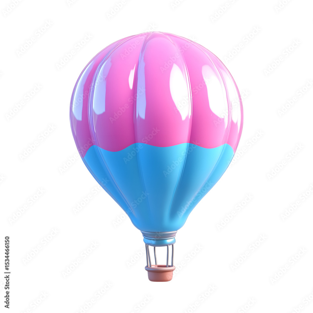 Fototapeta premium A vibrant blue and fuchsia hot air balloon balloon Isolated on Transparent Background PNG
