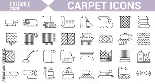 Carpet cleaning, floor care, and home decor icons for flooring services.
