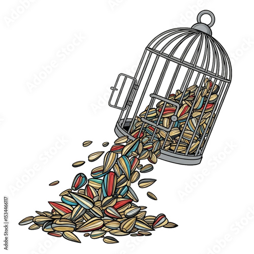 Seed spill – open bird feeder.