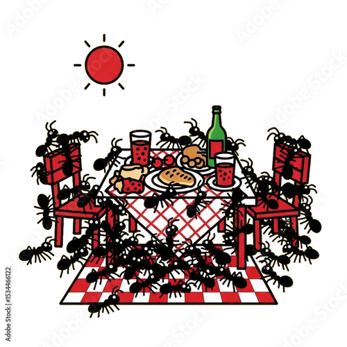 Picnic with ants – food invasion.