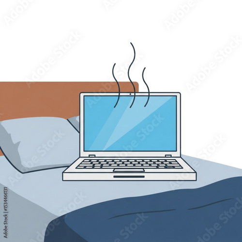 Laptop overheating – resting in bed.