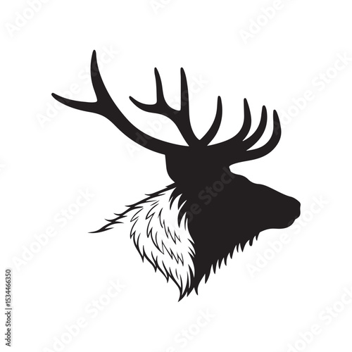 Front view elk head silhouette vector flat illustration design.