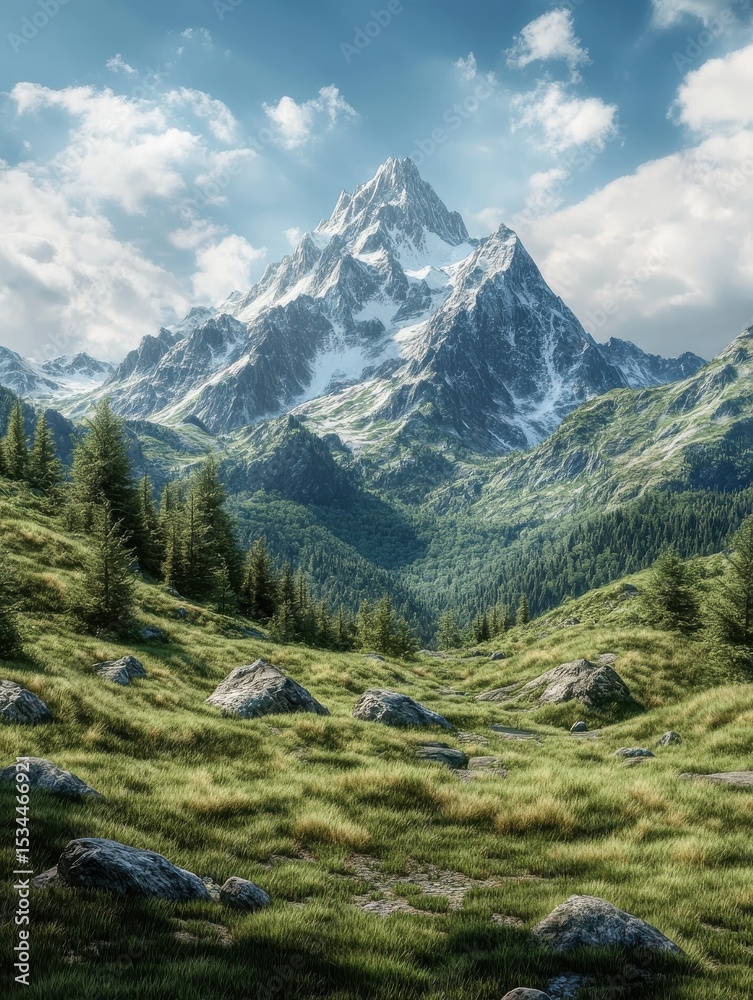 Obraz premium Foothills of the Alps: Summer Mountain Landscape in Alpine Region