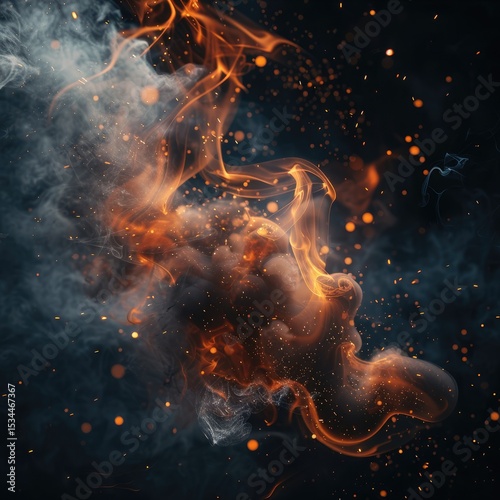 Fiery Abstract Smoke and Embers Background Texture with Dramatic Lighting Effects