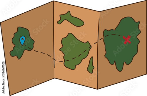 Flat vector map icon. For design, print, decor, card, stickers, banner.
