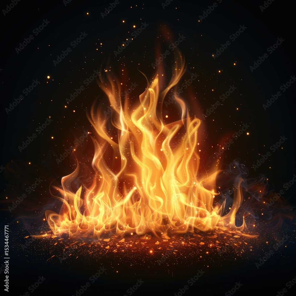 Fiery Embers Blaze Bright Against a Dark Background A Stunning Visual of Intense Burning Flames and Glowing Embers Fiery Embers Blaze Bright Against a Dark Background A Stunning Visual of Intense Burning Flames and Glowing Embers