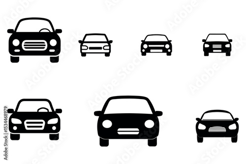 Various Black Silhouette Car Icons for Automotive Website or App