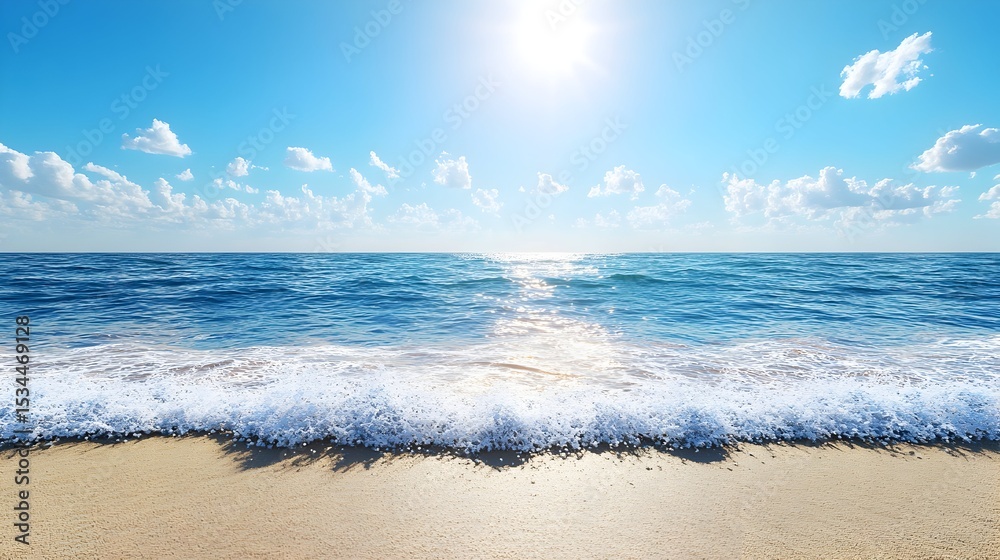 Fototapeta premium Sunny beach waves ocean summer background