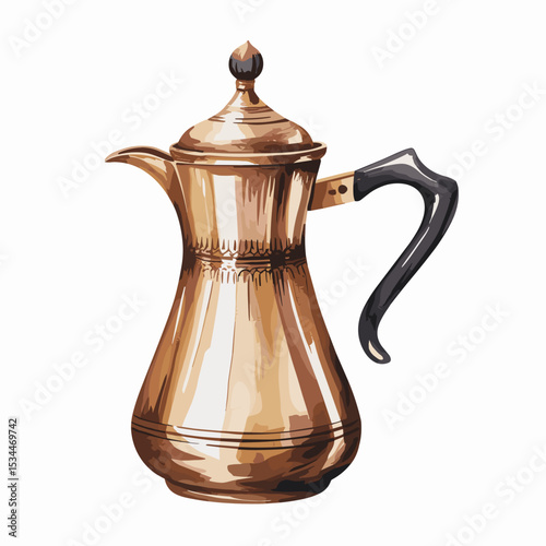 Watercolor Arabic Dallah Coffee Pot Illustration