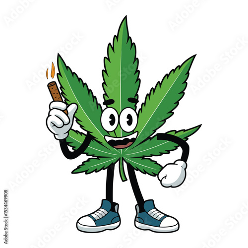 illustration, vector, cannabis plant, marijuana - herbal cannabis, leaf, symbol, cartoon, square - composition, clip art, design, green color, icon symbol, simplicity, color image, happiness, smiling,