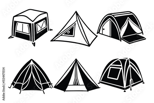 Camping Adventure Silhouette Vector Outdoor Recreation Nature Escape and Campground Scene for Graphic Design Projects