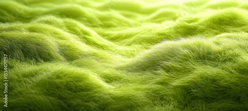 Closeup of bright green fur textures in soft focus