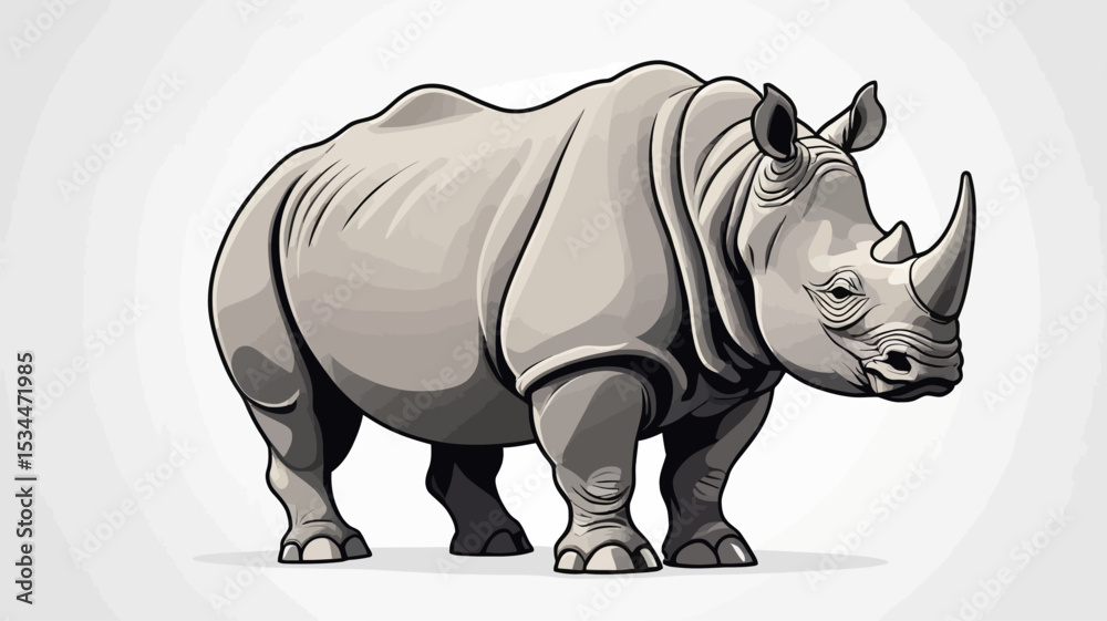 Obraz premium A rhino with small horns and a strong body outline